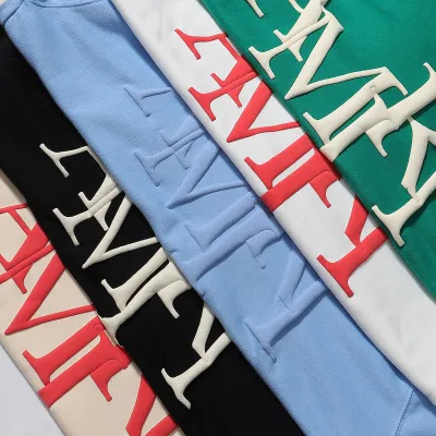 AMIRI Staggered Logo Hoodie #9273 Pure Black/Apricot/Black White/Green/Sky Blue/White 02