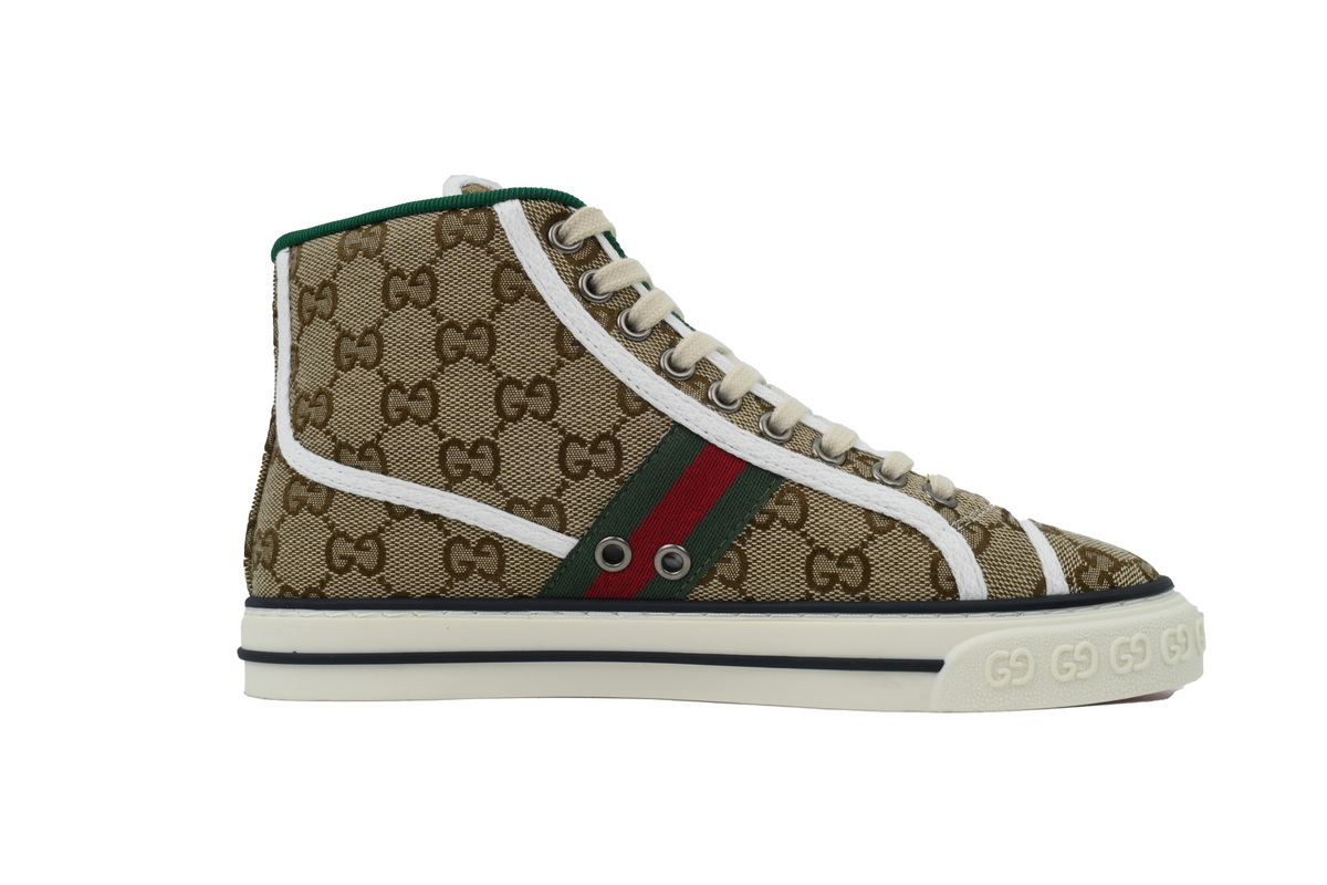Gucci Tennis 1977 High Top Sneakers Denim Mini GG Apricot
