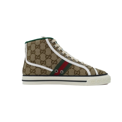 Gucci Tennis 1977 High Top Sneakers Denim Mini GG Apricot 02