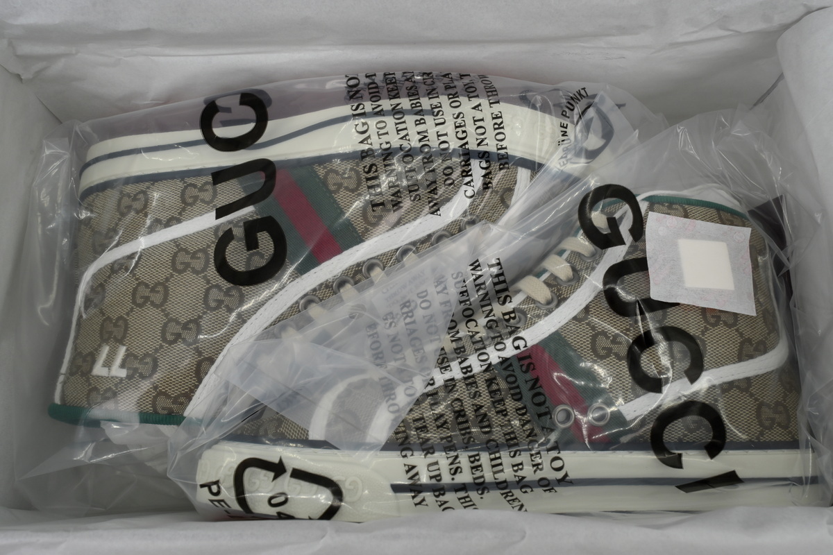 Gucci Tennis 1977 High Top Sneakers Denim Mini GG Apricot