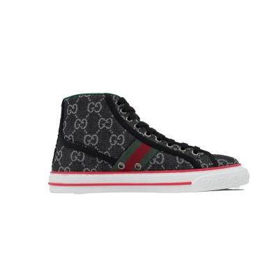 Gucci Tennis 1977 High Top Sneakers Denim Mini GG Black 02