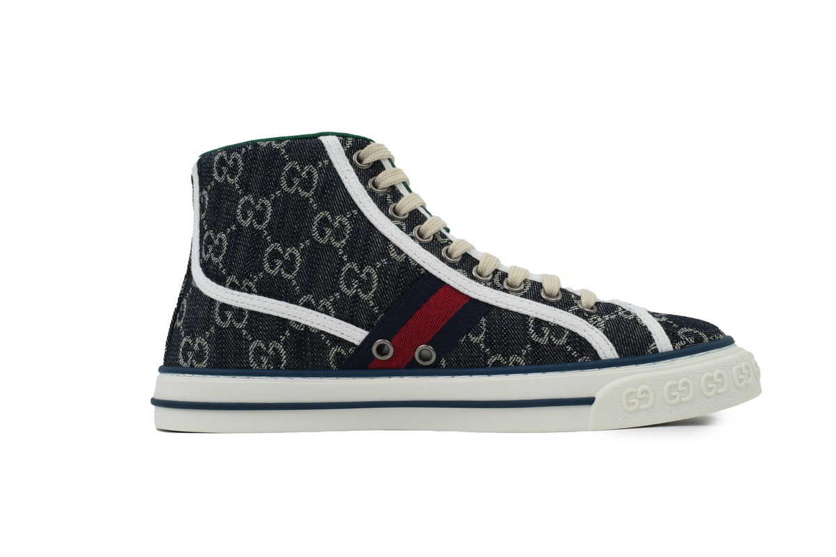 Gucci Tennis 1977 High Top Sneakers Denim Mini GG Blue