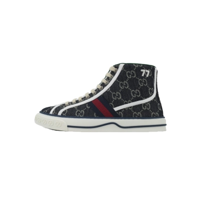 Gucci Tennis 1977 High Top Sneakers Denim Mini GG Blue 01