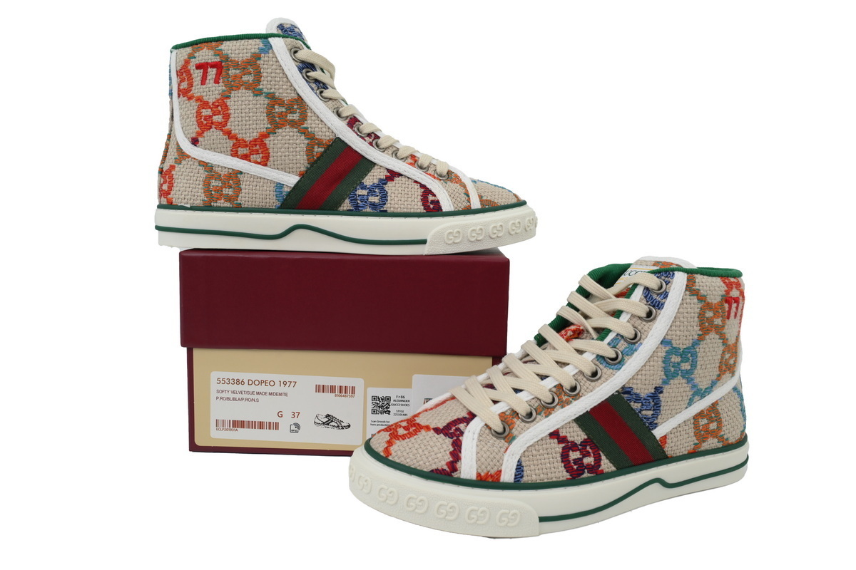 Gucci Tennis 1977 High Top Sneakers Denim Mini GG Color Pattern