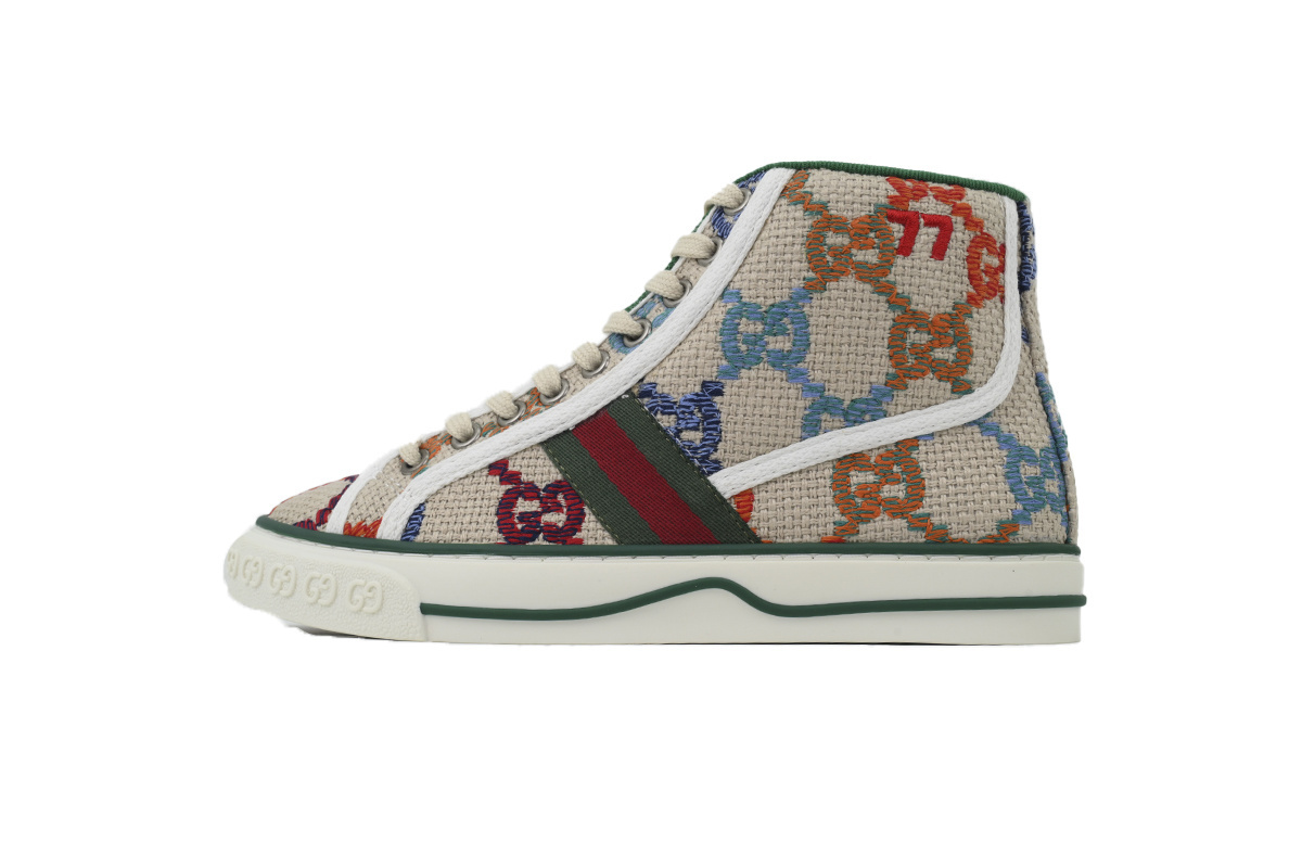 Gucci Tennis 1977 High Top Sneakers Denim Mini GG Color Pattern