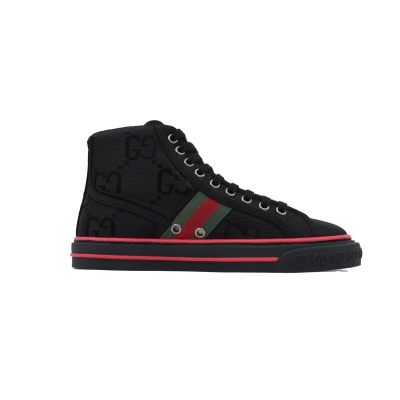 Gucci Tennis 1977 High Top Sneakers Denim Mini GG Ribbon Black 02