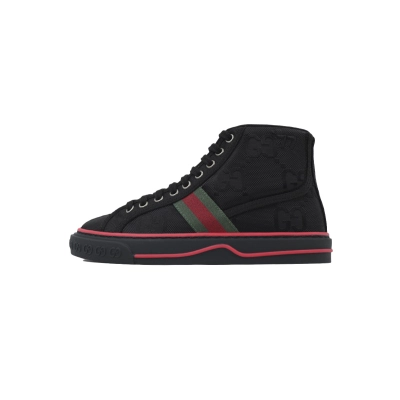 Gucci Tennis 1977 High Top Sneakers Denim Mini GG Ribbon Black 01