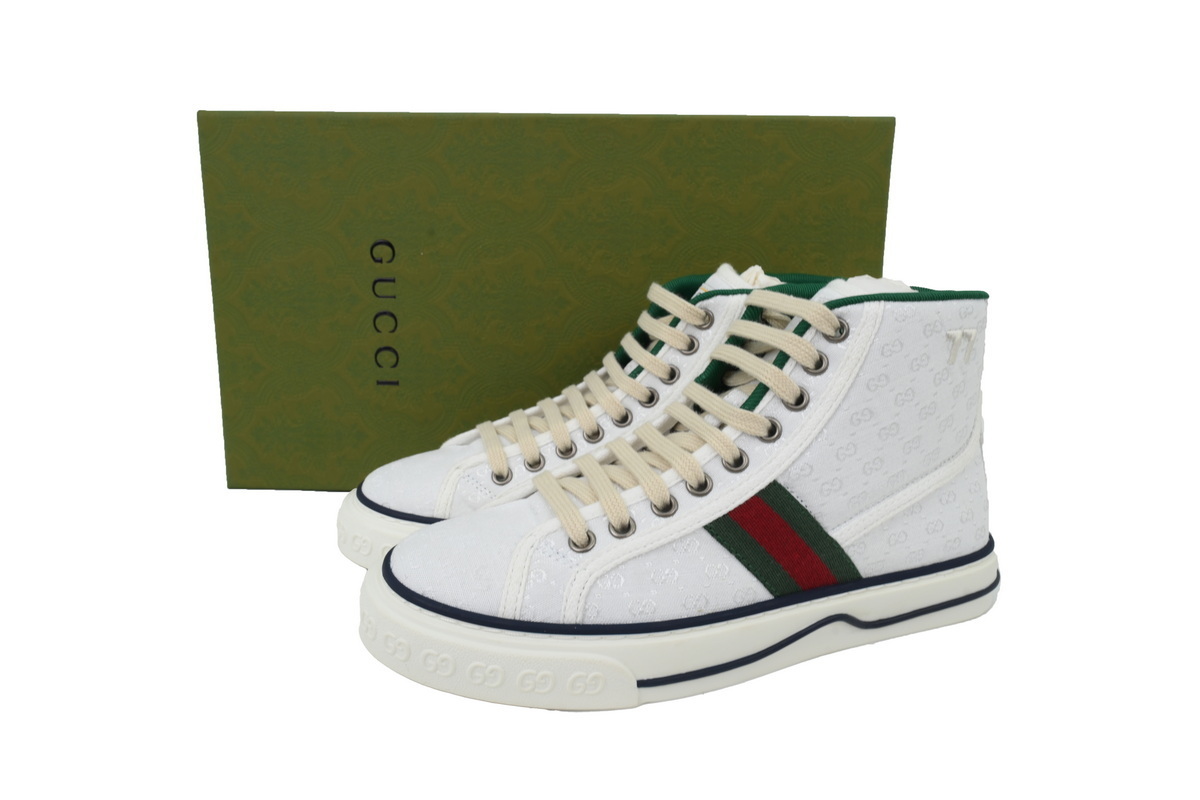 Gucci Tennis 1977 High Top Sneakers Denim Mini GG White