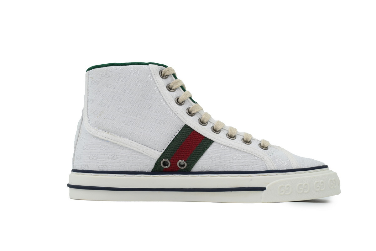 Gucci Tennis 1977 High Top Sneakers Denim Mini GG White
