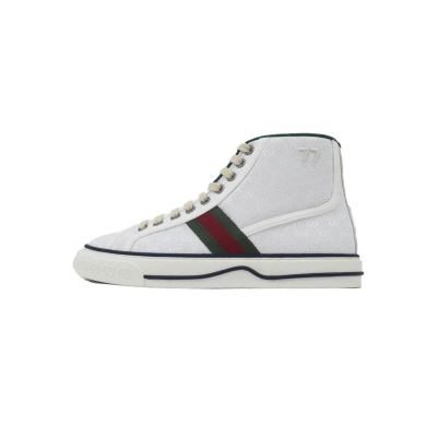 Gucci Tennis 1977 High Top Sneakers Denim Mini GG White 01