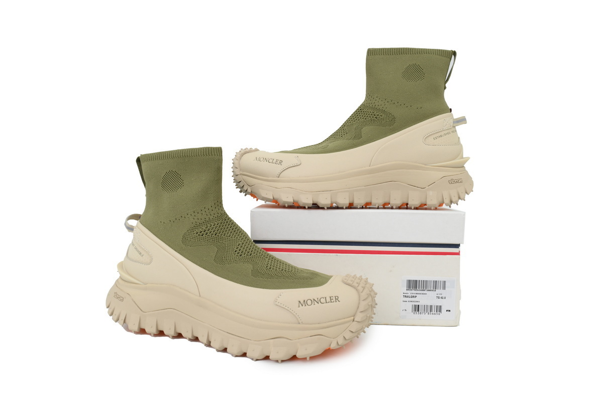 Moncler Trailgrip Knit High Top Sneakers Beige Green