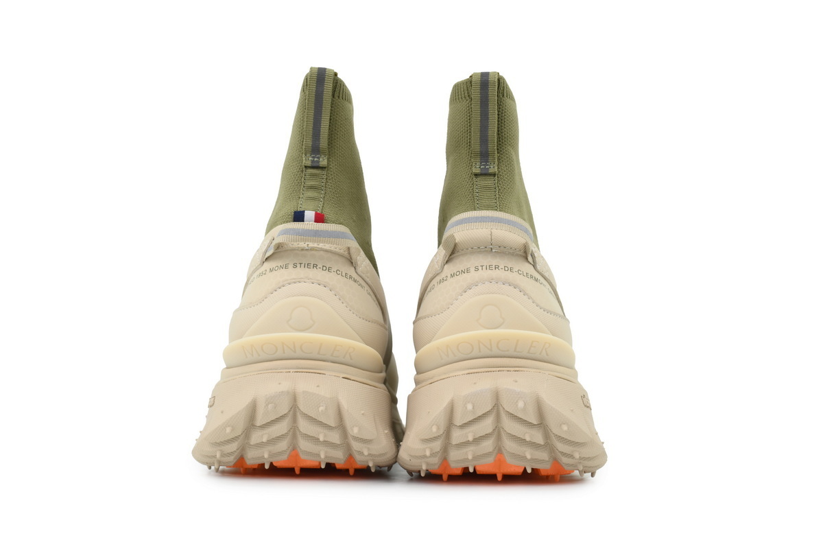 Moncler Trailgrip Knit High Top Sneakers Beige Green