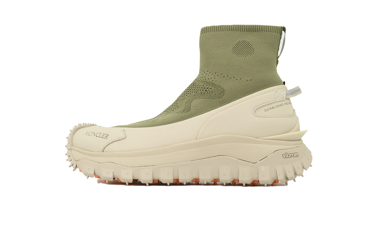 Moncler Trailgrip Knit High Top Sneakers Beige Green