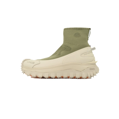 Moncler Trailgrip Knit High Top Sneakers Beige Green 01