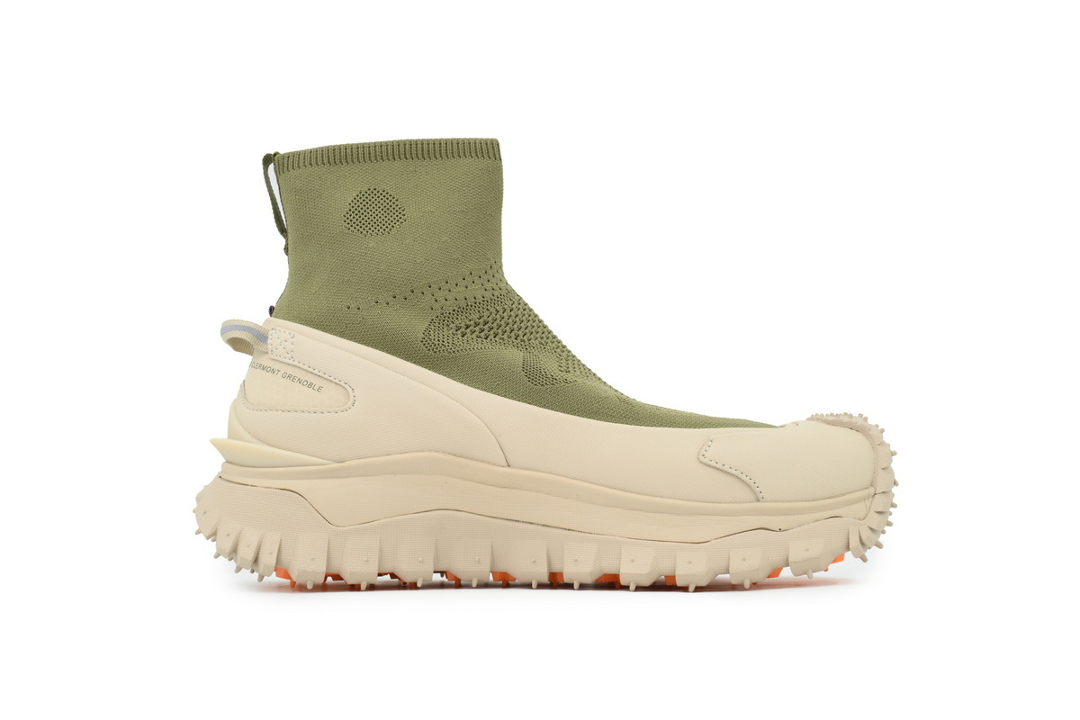 Moncler Trailgrip Knit High Top Sneakers Beige Green