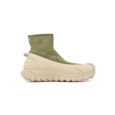Moncler Trailgrip Knit High Top Sneakers Beige Green 02