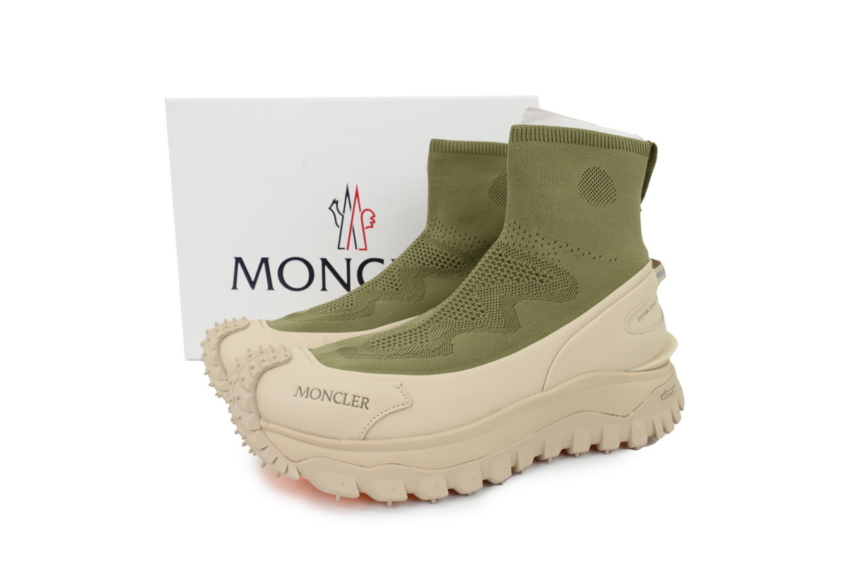 Moncler Trailgrip Knit High Top Sneakers Beige Green