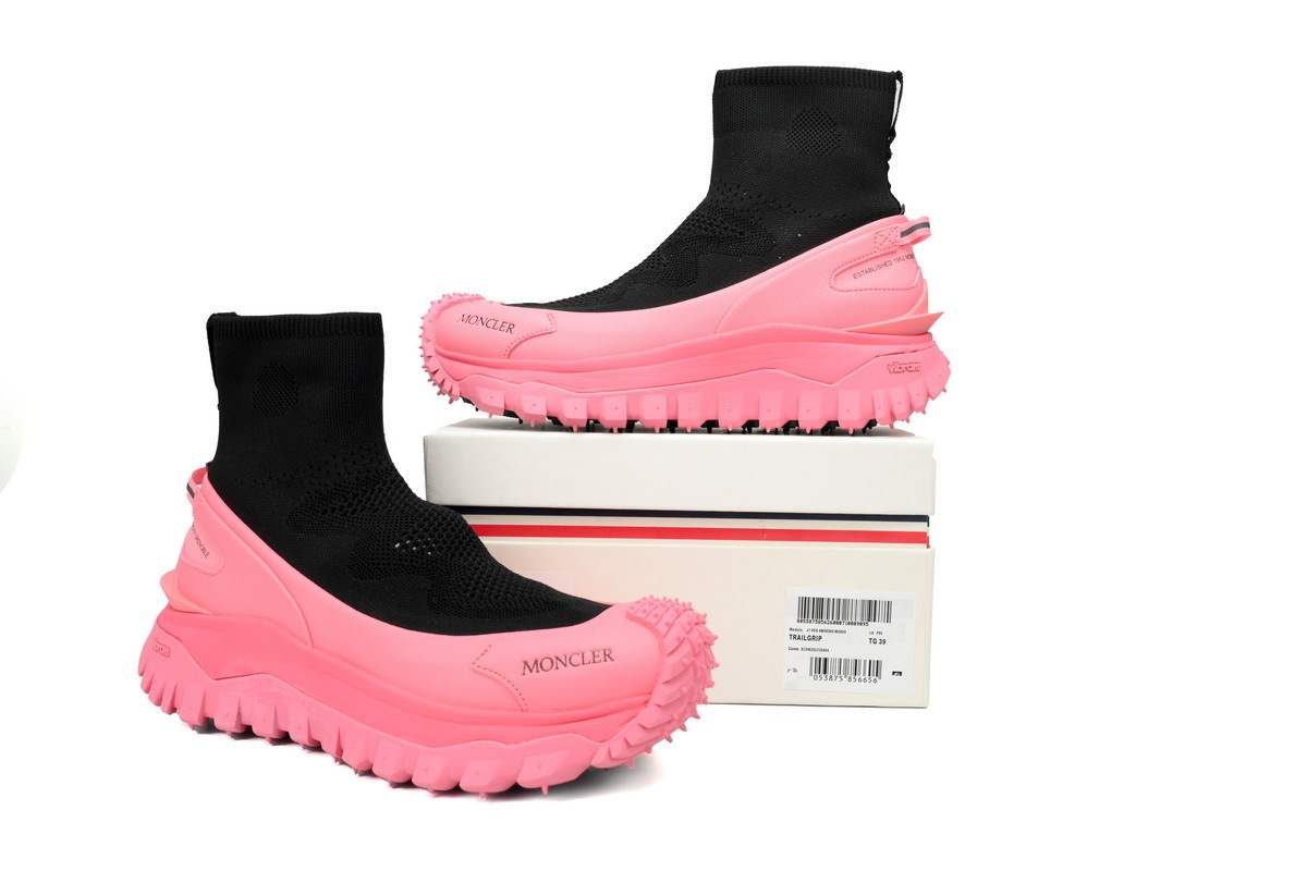 Moncler Trailgrip Knit High Top Sneakers Black Pink