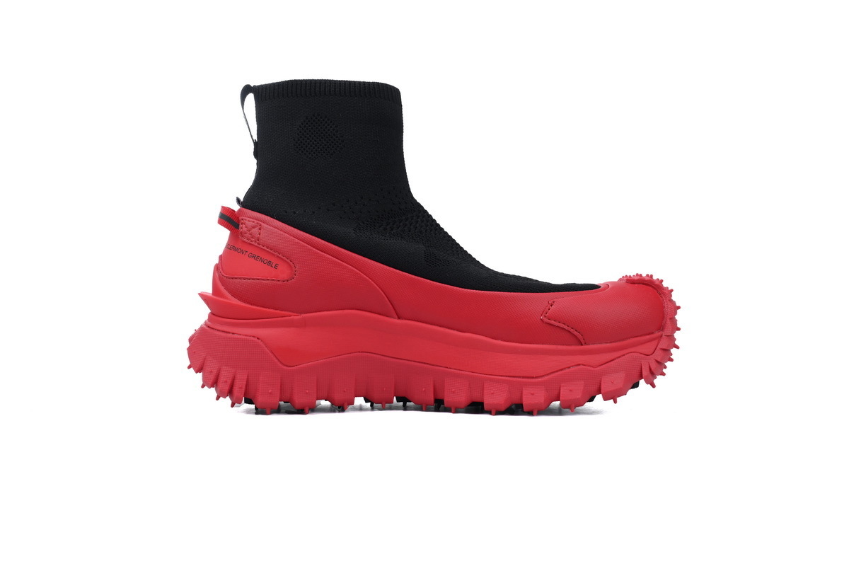 Moncler Trailgrip Knit High Top Sneakers Black Red