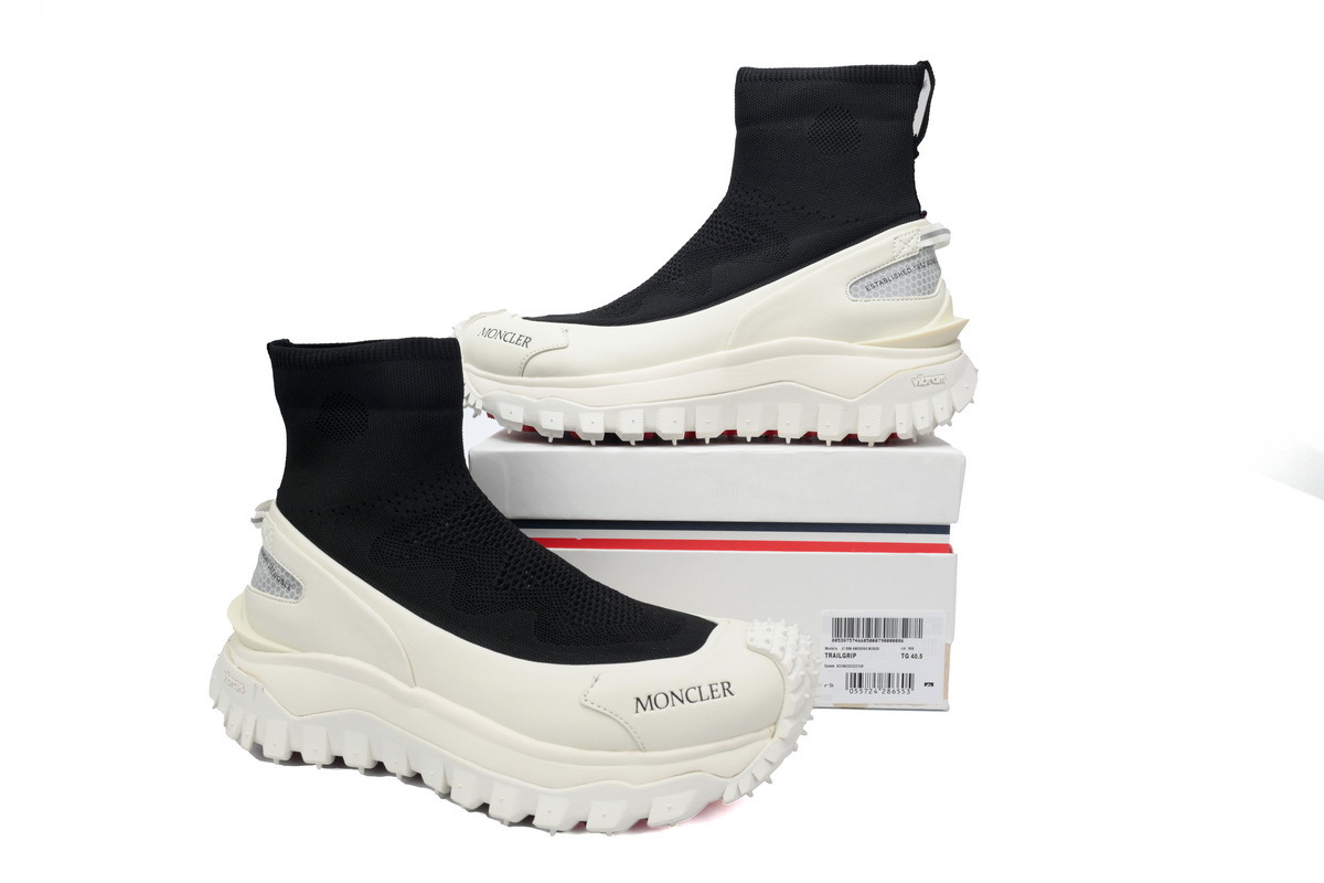 Moncler Trailgrip Knit High Top Sneakers Black White