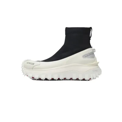 Moncler Trailgrip Knit High Top Sneakers Black White 01