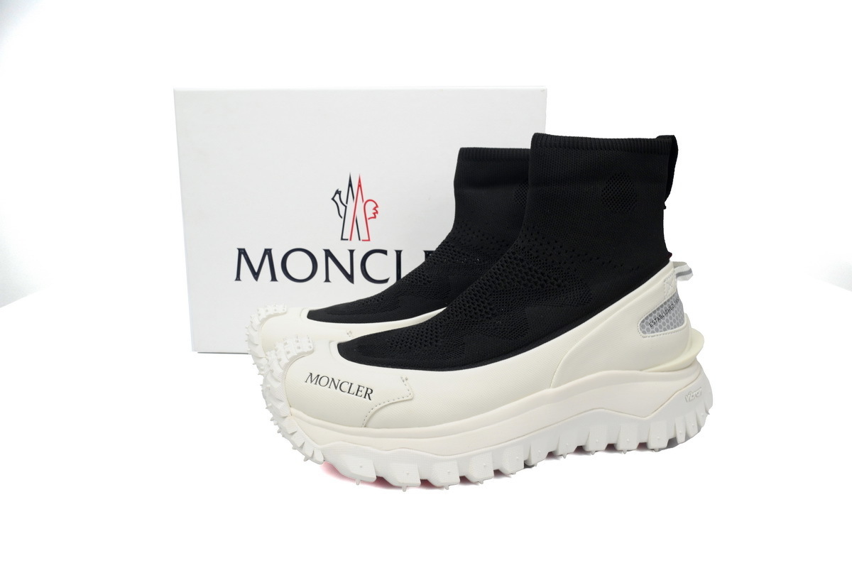 Moncler Trailgrip Knit High Top Sneakers Black White