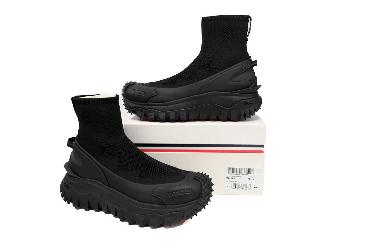 Moncler Trailgrip Knit High Top Sneakers Pure Black