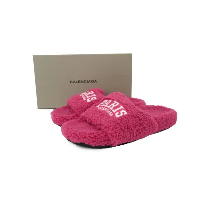 Balenciaga Cities Paris Furry Slide Bright Red 02