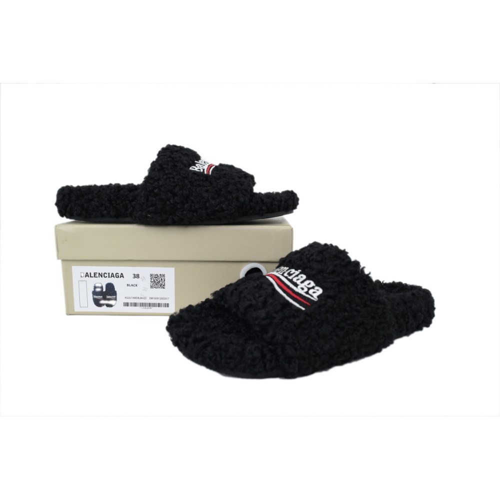 Balenciaga Furry Slide Black Coke Label 654747W2D011096