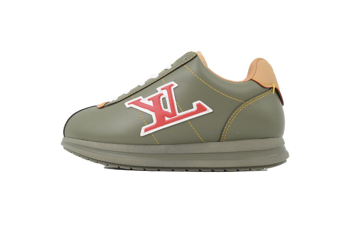 LV BUTTERSOFT Sneaker Lambskin/Plain Calf x Nigo Green Brown