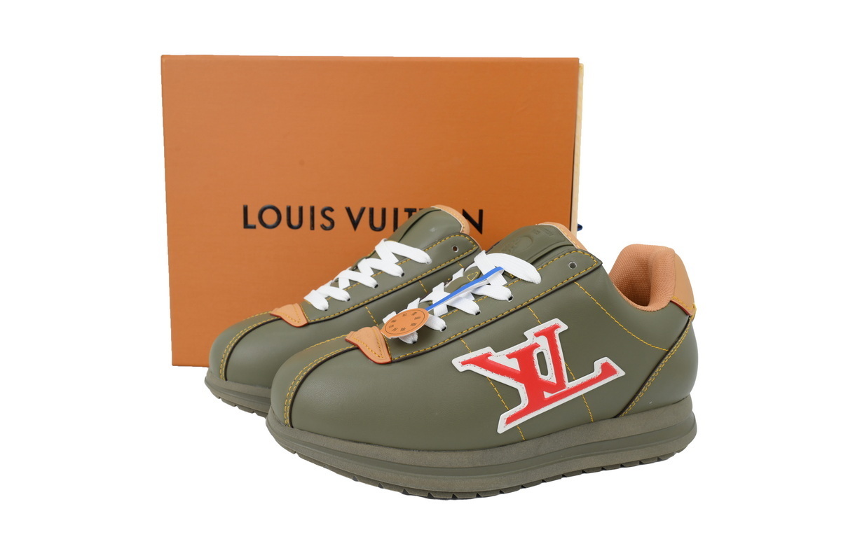 LV BUTTERSOFT Sneaker Lambskin/Plain Calf x Nigo Green Brown