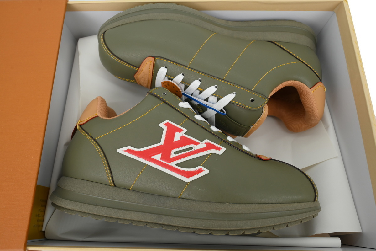 LV BUTTERSOFT Sneaker Lambskin/Plain Calf x Nigo Green Brown