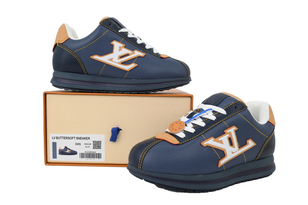 LV BUTTERSOFT Sneaker Lambskin/Plain Calf x Nigo Navy Blue