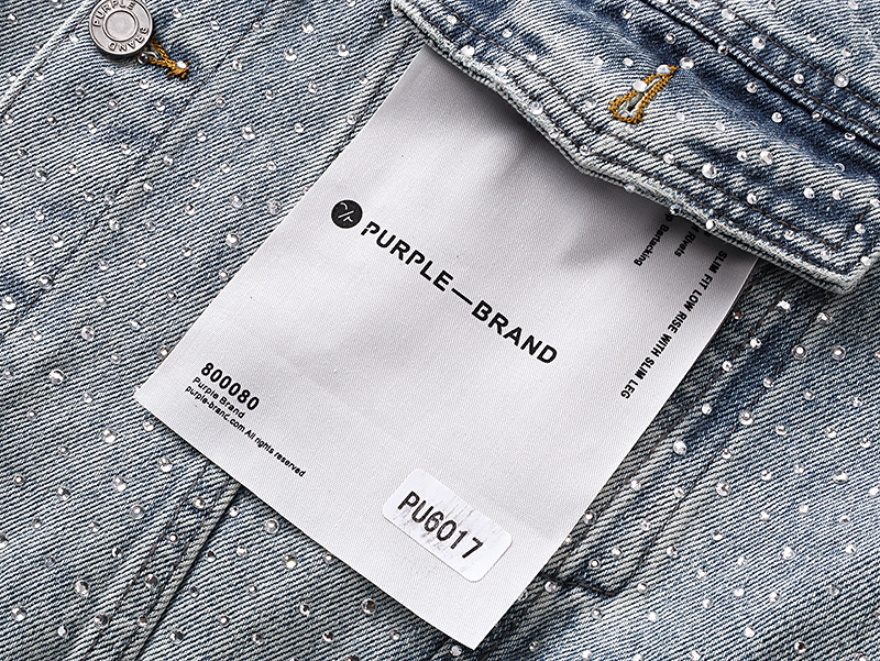 Purple Brand Personality Hotfix Rhinestone Casual Denim Jackets #6017