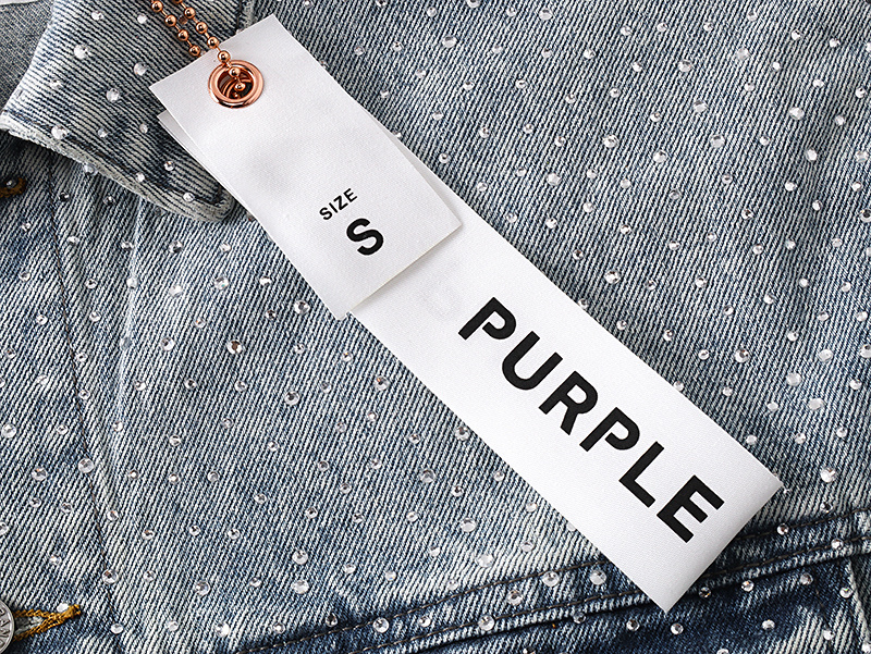 Purple Brand Personality Hotfix Rhinestone Casual Denim Jackets #6017