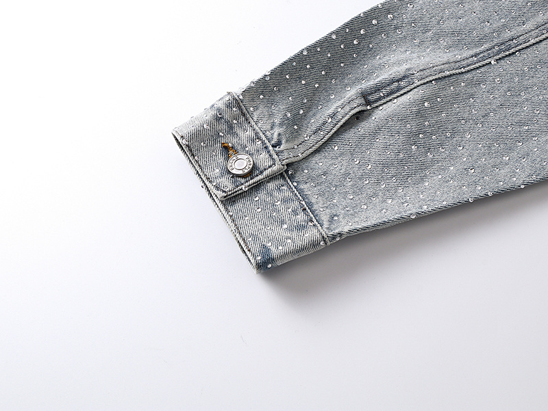 Purple Brand Personality Hotfix Rhinestone Casual Denim Jackets #6017