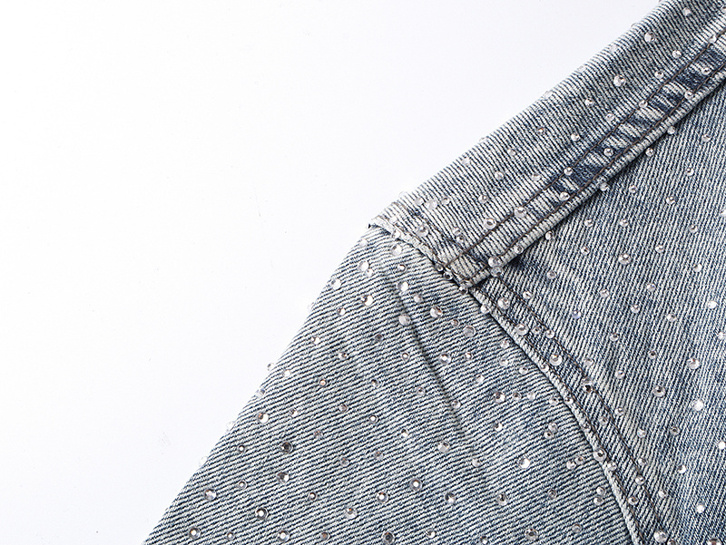 Purple Brand Personality Hotfix Rhinestone Casual Denim Jackets #6017
