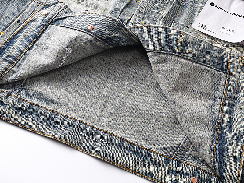 Purple Brand Personality Hotfix Rhinestone Casual Denim Jackets #6019