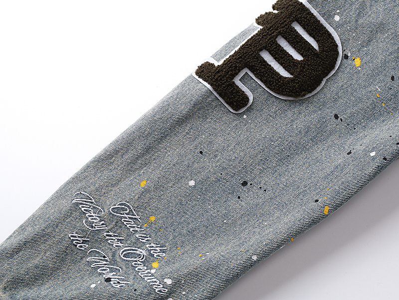 Purple Brand Personality Hotfix Rhinestone Casual Denim Jackets #6019