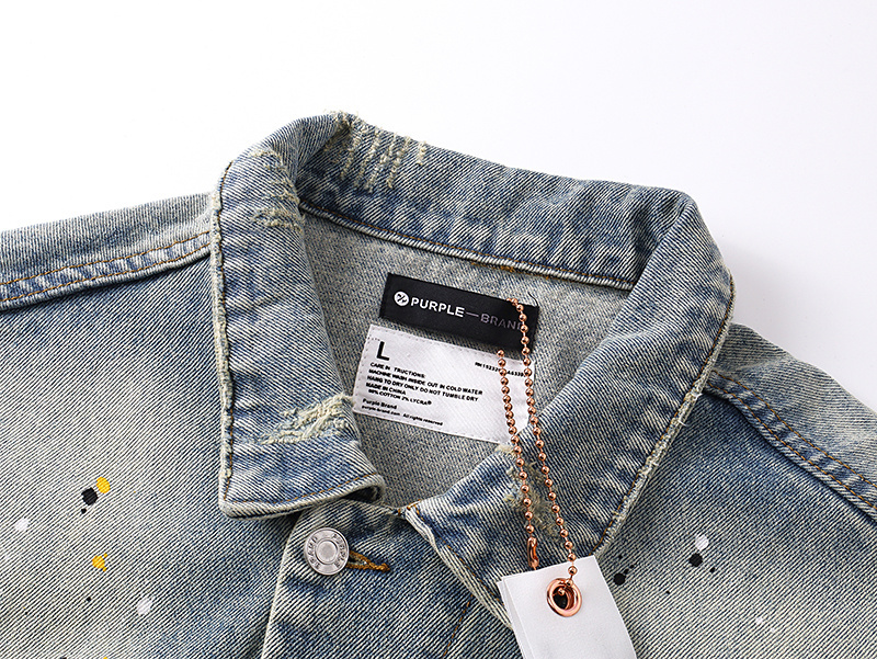 Purple Brand Personality Hotfix Rhinestone Casual Denim Jackets #6019