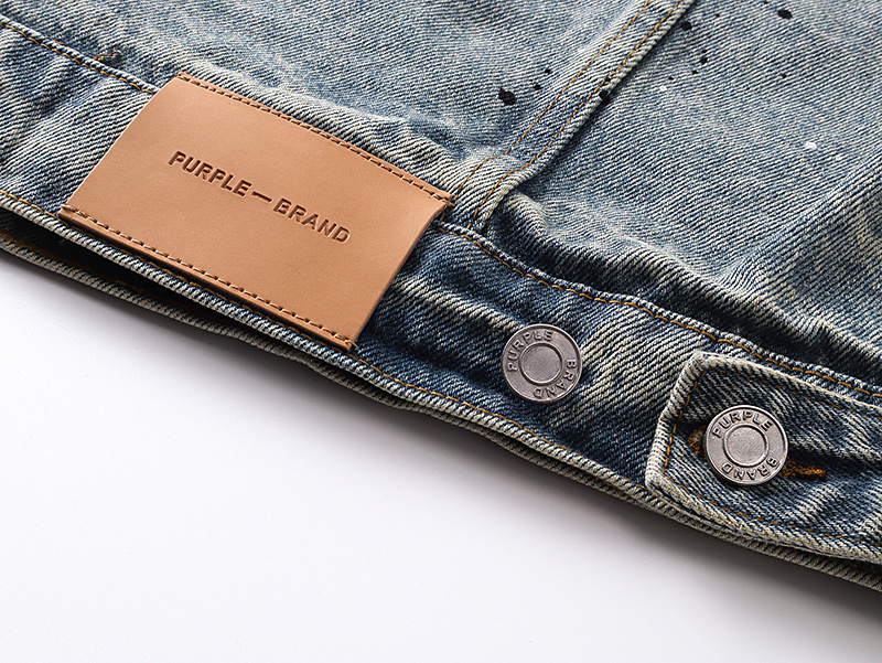 Purple Brand Personality Hotfix Rhinestone Casual Denim Jackets #6019