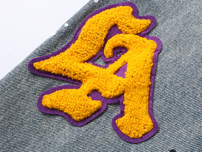 Purple Brand Personality Hotfix Rhinestone Casual Denim Jackets #6019