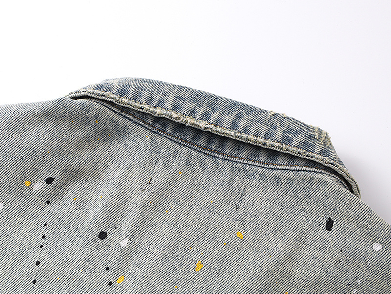 Purple Brand Personality Hotfix Rhinestone Casual Denim Jackets #6019