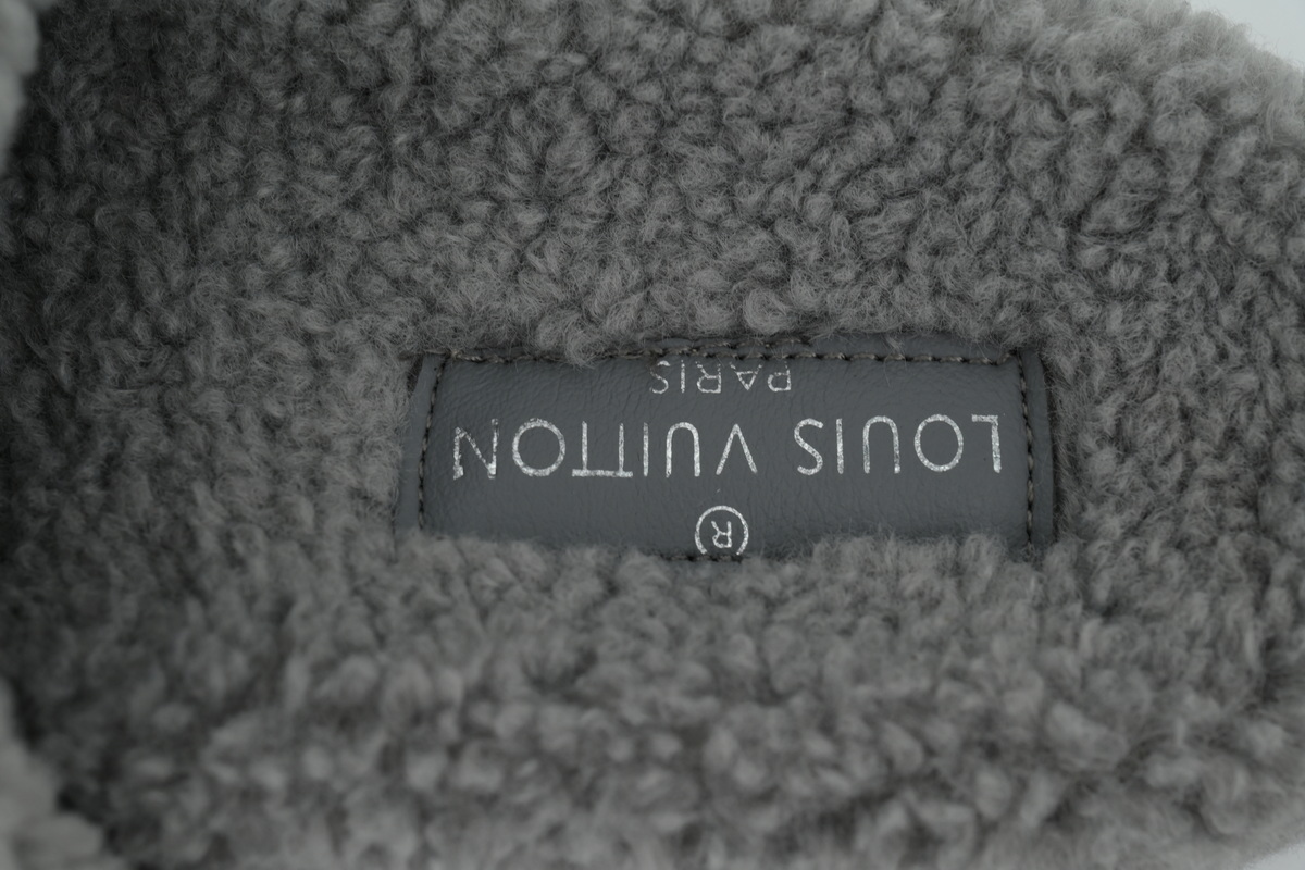 Louis Vuitton Bom Dia Shearling Flate Slippers Dark Gray