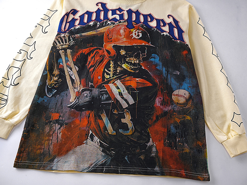 Godspeed Rock Baseball Skeleton Long Sleeve T-shirt Bone #3159