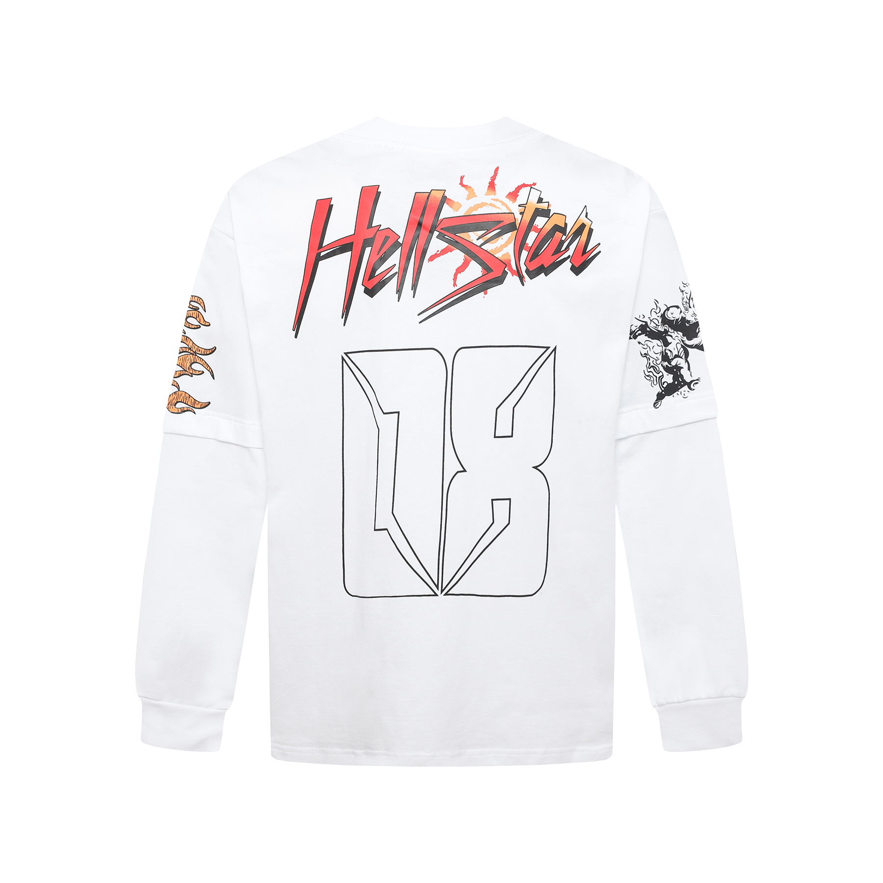 Hellstar ‘08’ Long-Sleeve T-Shirt D3231 Black/White