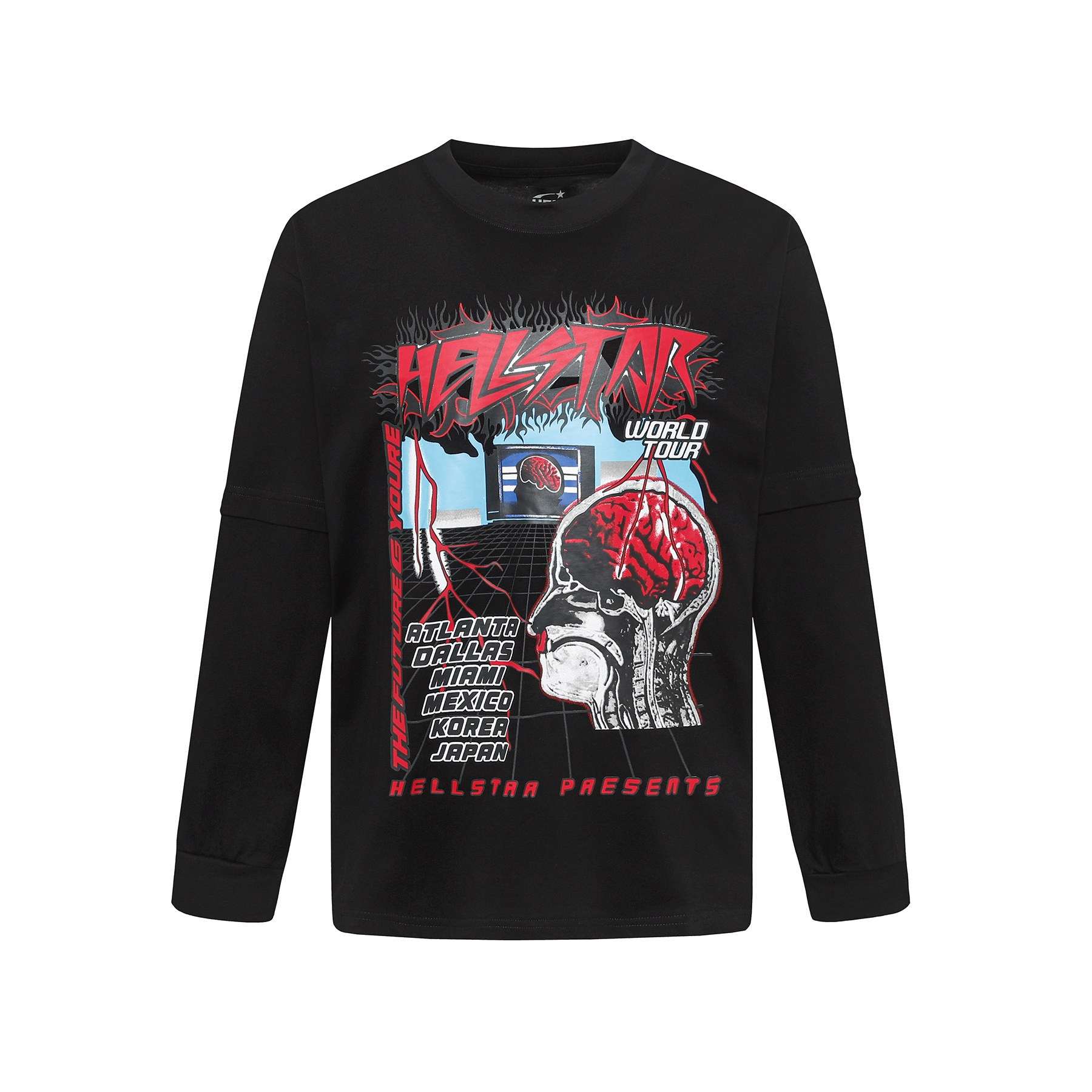 Hellstar ‘Brain’ Long-Sleeve T-Shirt D3236 Black/White