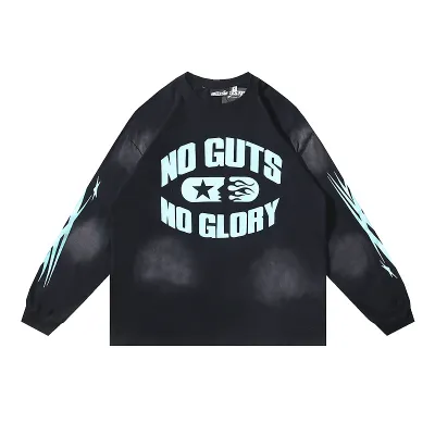 Hellstar 'No Guts No Glory' Long Sleeve T-Shirt #659 Black Blue  01