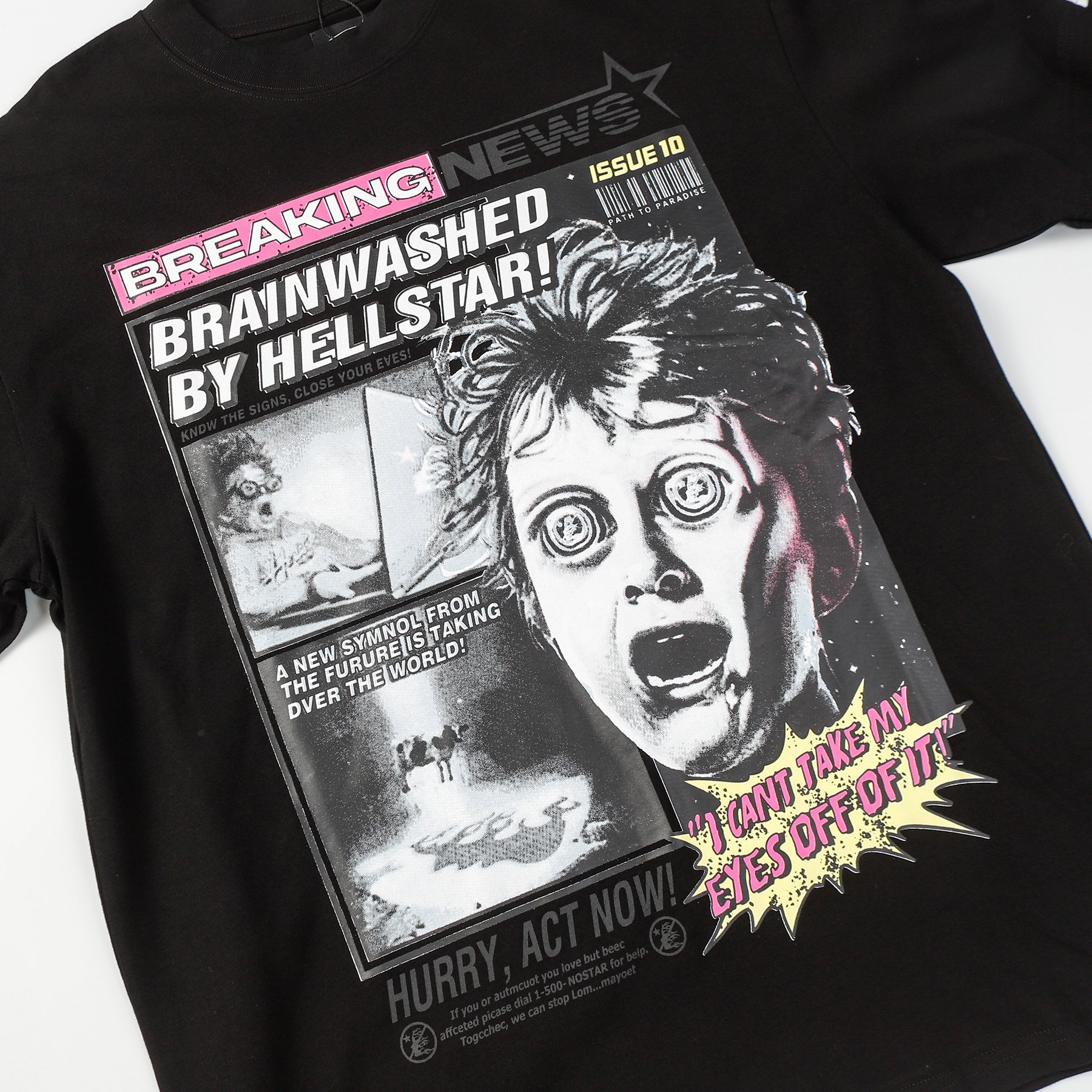 Hellstar Breaking News Long-Sleeve T-Shirt D3232 Black/White