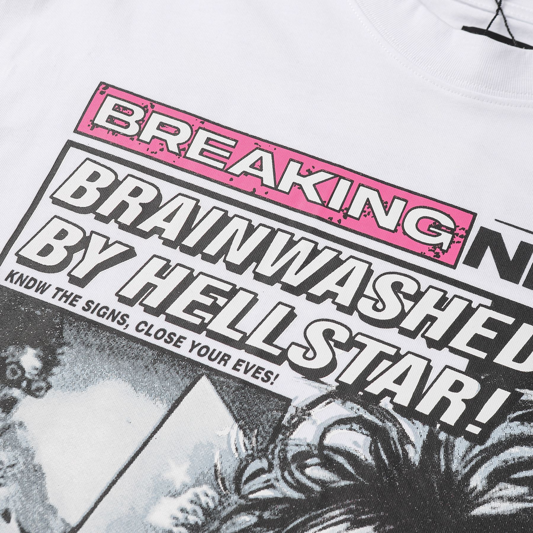 Hellstar Breaking News Long-Sleeve T-Shirt D3232 Black/White